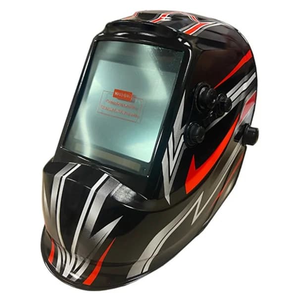Auto Darkening Welding Helmet - True View Silver/Red Stripes