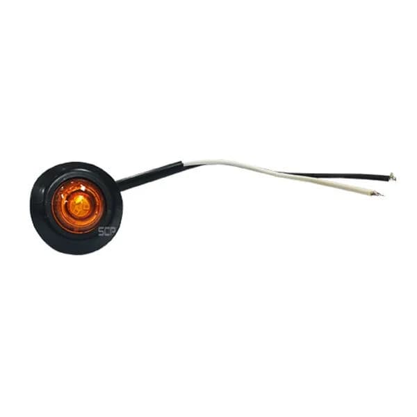 3/4" Round Marker Light - Amber Lens/3 LEDS - Large Grommet / Bare End 6"
