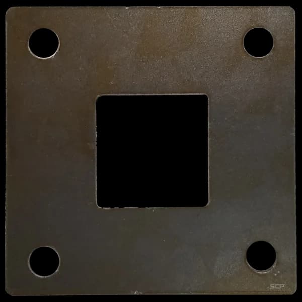Square Plate 4" X 1/4" with 4 - .400" Square Hole - Fits 1-1/2" Square