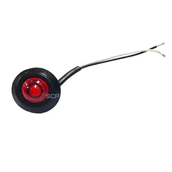 3/4" Round Marker Light - Red Lens/3 LEDS - Large Grommet / Bare End 6"