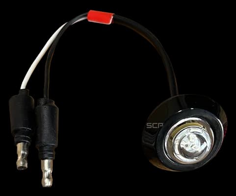 3/4" Round Marker Light, Clear Lens / 3 Red LEDS, 6" Bullet End - Large Grommet