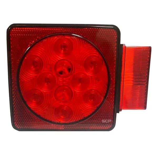 Trailer Light - 4" Square Stop/Turn/Tail- Dark Red Lens/LEDS - Over 80" / Small Base - Right Side