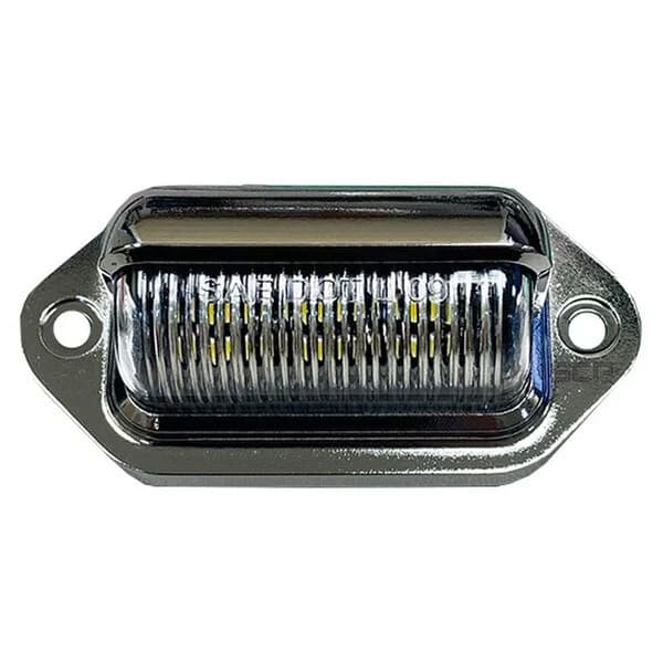 Mini License Plate Light - Clear Lens/6 White LEDS - Chrome Plated