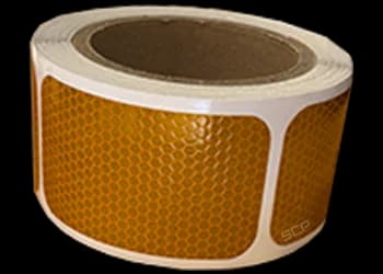 Reflective Sticker - Amber 3-1/2" X 2" - Class 2 - 100 Per Roll