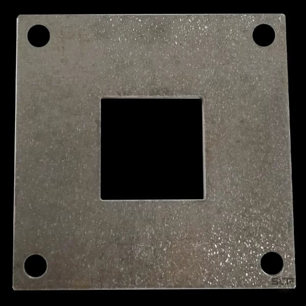 Square Plate 8" X 3/8" W/ 4 - .630" Square Hole - Fits 3" Square