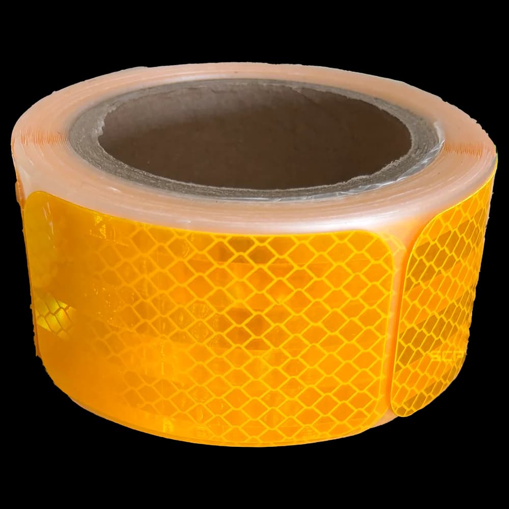 Reflective Sticker - Amber 3-1/2" X 2" - Class 1 - 100 Per Roll