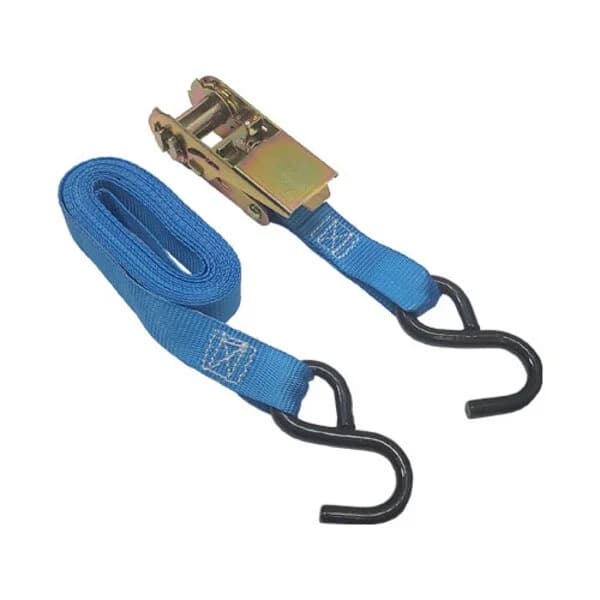 Ratchet Tie Down 1" x 12' with S Hooks-Blue