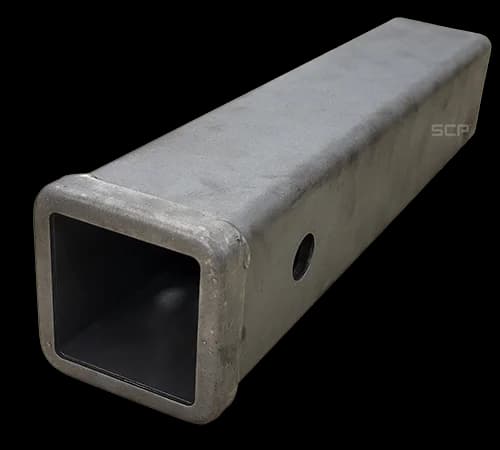2" Square Receiver Tube with 12" Shank - Bare