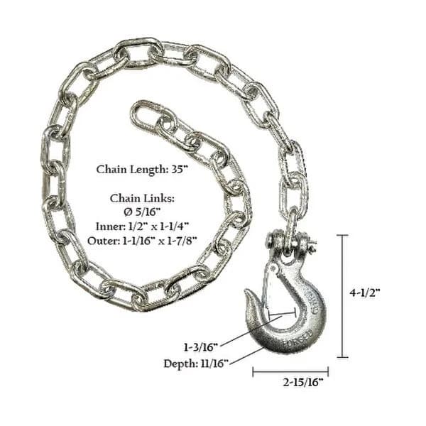 Clevis Slip Hook 5/16" with Latch and 35" Chain