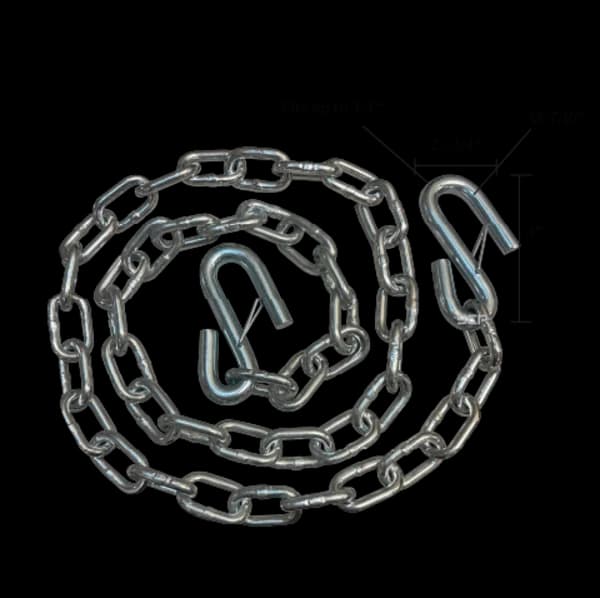 Trailer Safety Chain 1/4" x 54" with 2 S Hooks and Latches - Grade 30