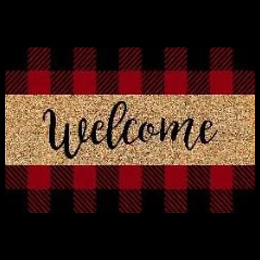 Plaid Welcome Mat 28" X 18"