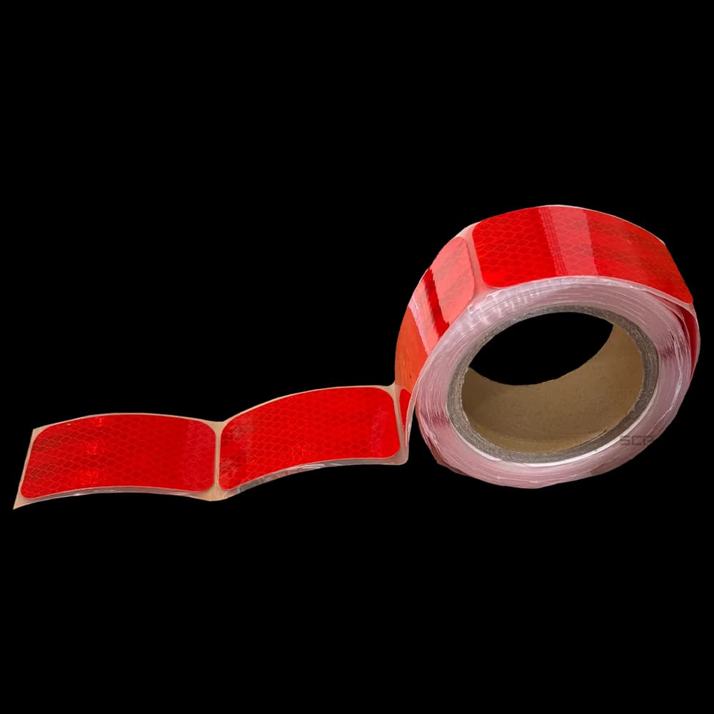 Reflective Sticker - Red 3-1/2" X 2" - Class 1 - 100 Per Roll
