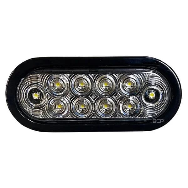 Trailer Light - 6" Oval Backup Light - Clear Lens/10 LEDS White - Grommet & No Plug
