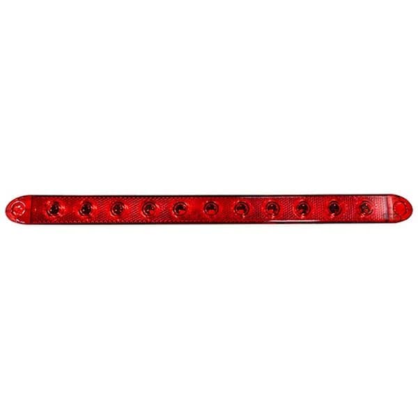Trailer Light Bar- 16" Multi-Function Progressive: Marker/Stop/Turn Light- Red Lens/11 Superflux Red LEDS- Slim Line / Light Only