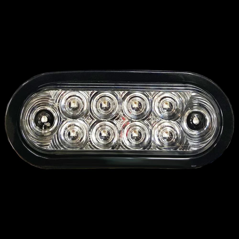 6" Oval Stop/turn/Tail Light - Clear Lens/10 Red LEDs - Grommet & No Plug - Snap & Lock