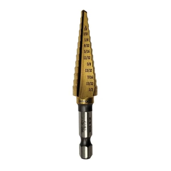 Hex Step Bit Shank Titanium Nitride Coated 1/8" to 1/2"