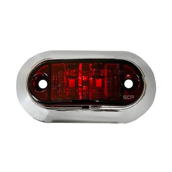 Trailer Light - 2.6" X 1" Surface Mount Marker Light - Chromed Rectangular Bezel - Red