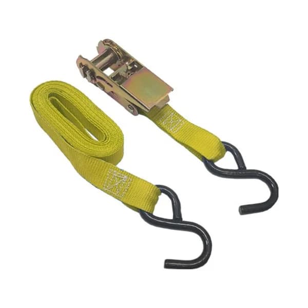 Ratchet Tie Down Straps 1" x 12' with S Hooks-Yellow