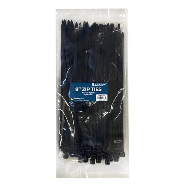 Multi-Purpose Zip Ties - Black 8" - 100 Count