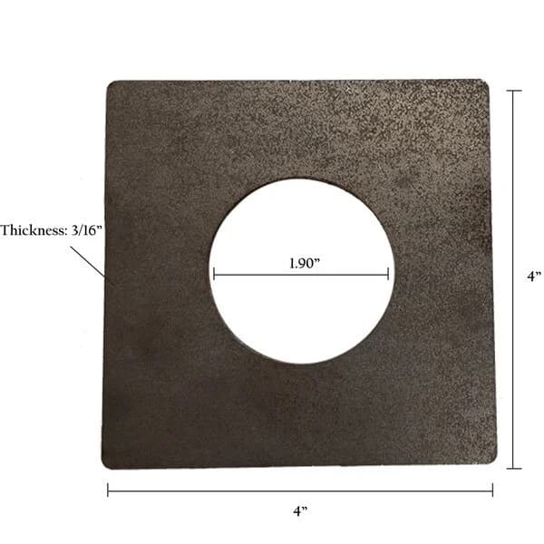Square Plate 4" X 3/16" with Round - Fits 1.90" OD