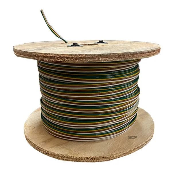 18AWG X 4C Flat - Bonded, Brown, Yellow, Green, White - 500ft Spools