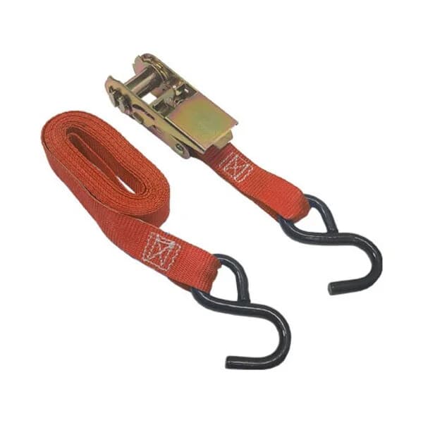 Ratchet Tie Down Straps 1"X12' with S Hooks - Red