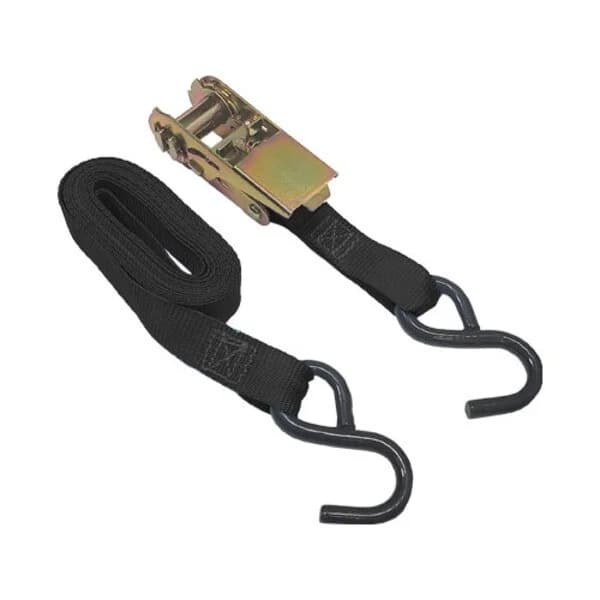 Ratchet Tie Down Straps 1" x 12' with S Hooks - Black