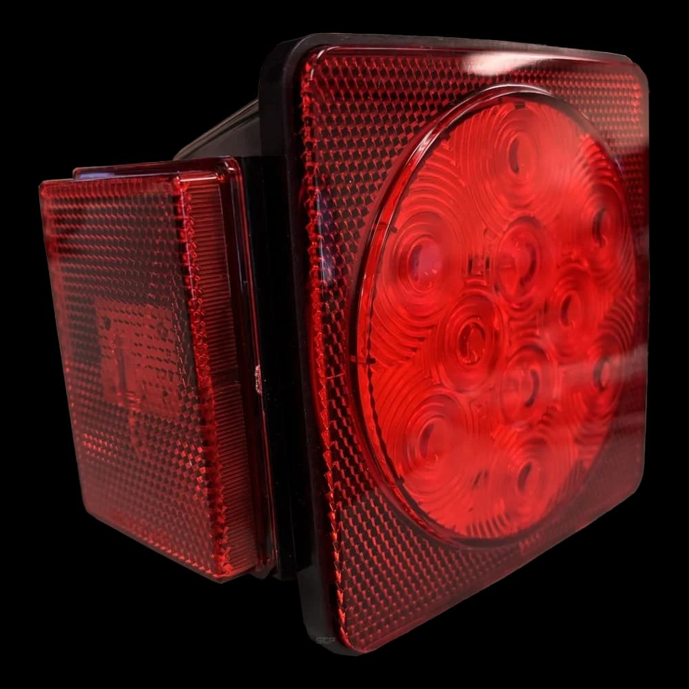 Trailer Light - 4" Square Stop/Turn/Tail/License Plate Light - Dark Red Lens/LEDS Under 80" - Left Side - Quick Connect