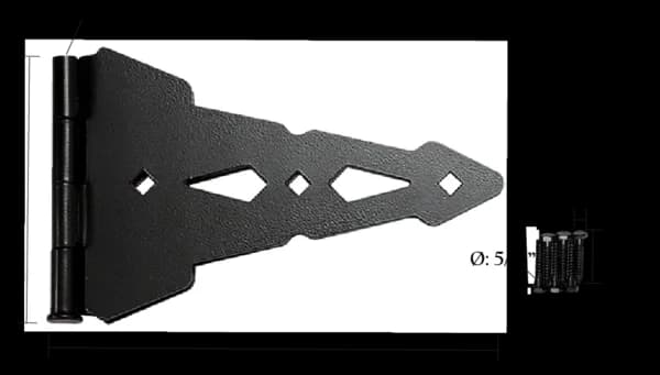 Universal Gate Strap Hinges 8" - Black Finish (single hinge)