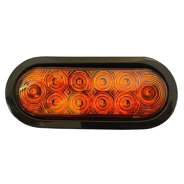 Trailer Light - 6" Oval Auxiliary/Turn/Marker Light - Dark Amber Lens/10 Amber LEDS - Grommet & Plug