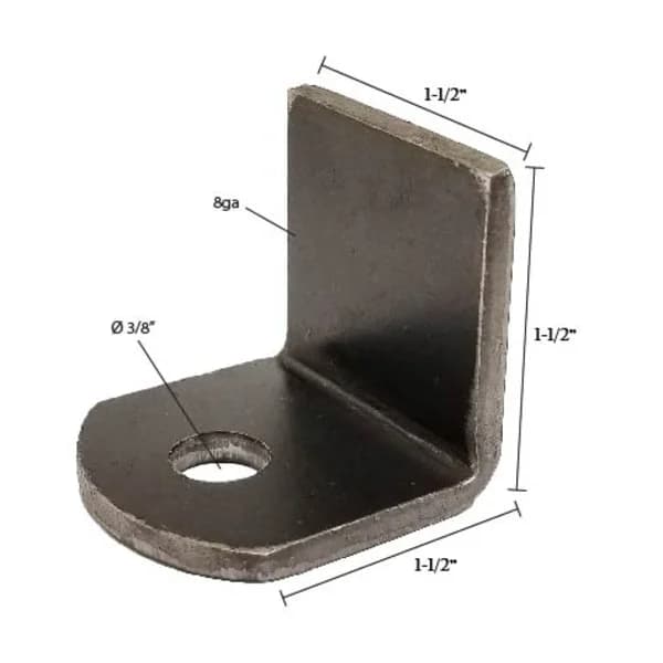 Weld Tab Bent 1-1/2" x 1-1/2" x 1-1/2" with 3/8"Hole