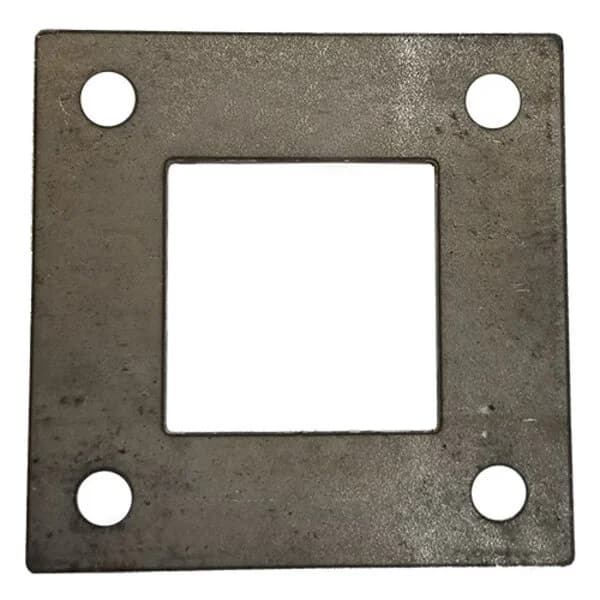 Square Plate 6" X 3/8" W/ 4 - .562" Square Hole - Fits 3" Square