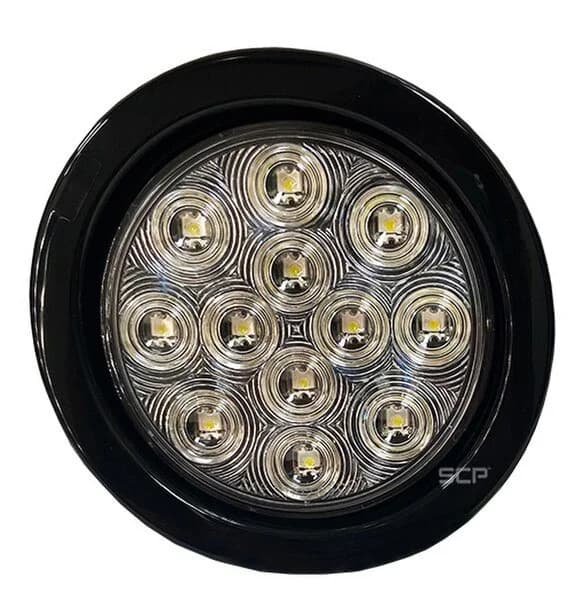 4" Round Backup Light - Clear Lens/ 12 LEDS White