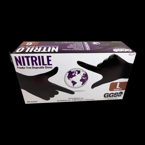 Black 5-Mil Nitrile Gloves - Large (100/BX)